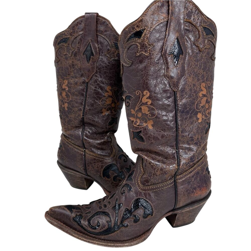 Corral Vintage Black Chocolate Lizard OV - Western Cowboy